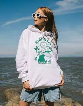 Белая толстовка унисекс с рисунком жары и солнца для серфинга Batch1