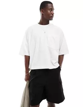Белая тяжелая футболка с нагрудным карманом ASOS DESIGN очень большого размера