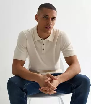 Белая трикотажная рубашка-поло Jack & Jones Off White Jack & Jones, белый