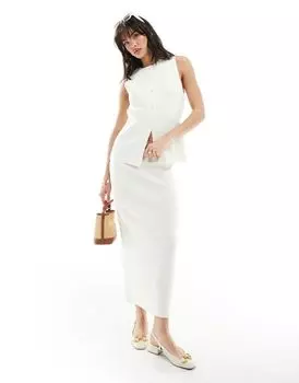 Белая трикотажная юбка до середины икры ASOS DESIGN