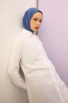 Белая туника-рубашка с потайной планкой ALL DAY, белый