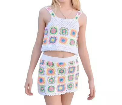 Белая юбка крючком для девочек Flowers By Zoe, белый