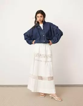 Белая юбка макси с отделкой крючком ASOS EDITION