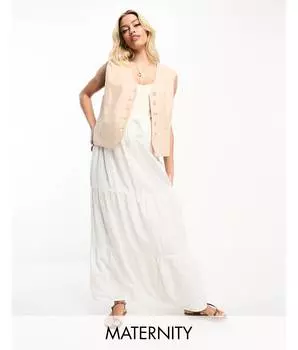 Белая юбка макси с завязками на талии Vero Moda Maternity