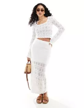 Белая юбка мидакси Hollister крючком