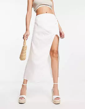 Белая юбка миди со сборками по бокам ASOS DESIGN