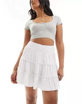 Белая юбка с присборенной талией ASOS DESIGN Rara