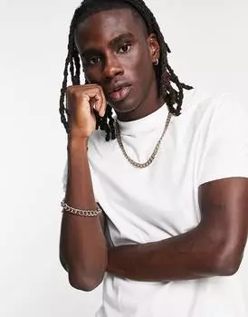 Белая удлиненная футболка с разрезами по бокам ASOS DESIGN