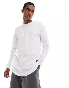 Белая удлиненная рубашка с длинными рукавами и изогнутым краем Jack & Jones Essentials