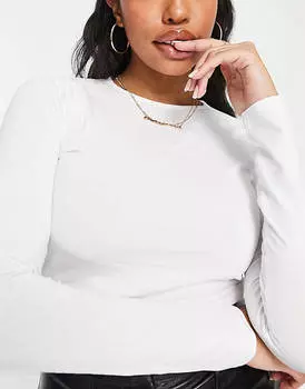 Белая укороченная футболка с длинными рукавами ASOS DESIGN Hourglass