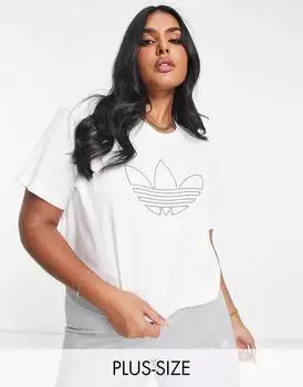 Белая укороченная футболка с логотипом Adidas Originals Plus