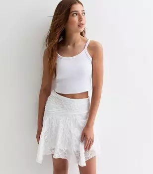 Белая укороченная майка в рубчик для девочек New Look, белый