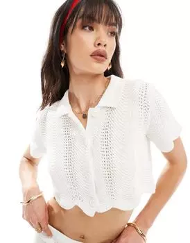 Белая укороченная пуговица крючком JJXX через верх