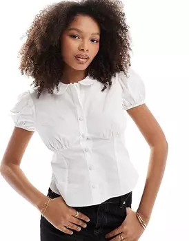 Белая укороченная рубашка из поплина ASOS DESIGN