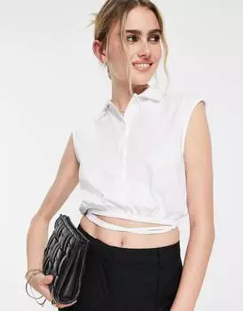 Белая укороченная рубашка с завязками на талии ASOS DESIGN