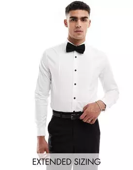 Белая узкая рубашка с плиссированным нагрудником ASOS DESIGN