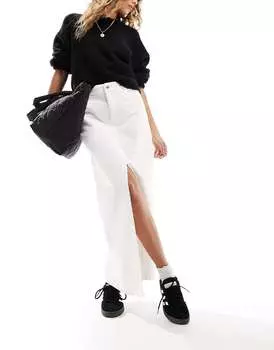Белая вельветовая длинная юбка ASOS
