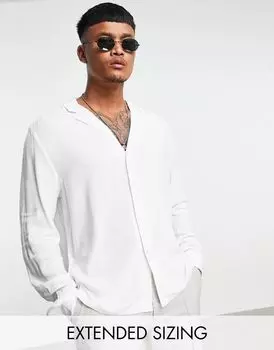 Белая вискозная рубашка свободного кроя с низким воротником ASOS DESIGN