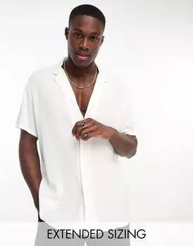 Белая вискозная рубашка свободного кроя с низким воротником ASOS DESIGN