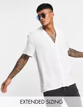Белая вискозная рубашка свободного кроя с низким воротником ASOS DESIGN