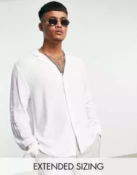 Белая вискозная рубашка свободного кроя с низким воротником ASOS DESIGN