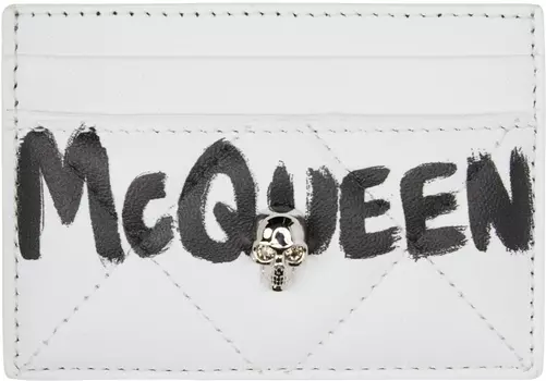 Белая визитница с граффити Alexander McQueen