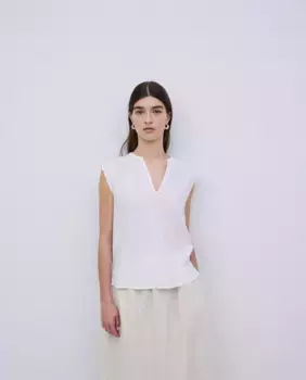 Белая волнистая рубашка из двух материалов Yerse, белый