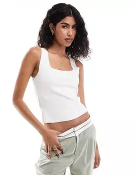 Белая вязаная майка с квадратным вырезом Mango