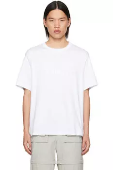 Белая вышитая футболка Helmut Lang