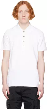 Белая жаккардовая футболка-поло Balmain