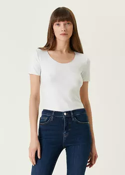 Белая жаккардовая футболка с логотипом Emporio Armani