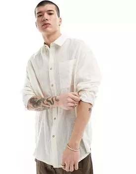 Белая жаккардовая рубашка оверсайз в стиле 90-х ASOS DESIGN