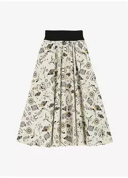 Белая женская длинная юбка с высокой талией и рисунком GOKD05106 Akep, белый