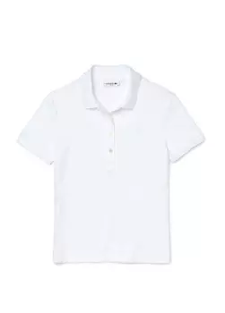 Белая женская футболка-поло приталенного кроя Lacoste