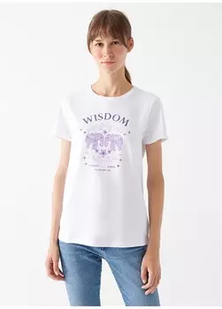 Белая женская футболка с круглым воротником Mavi