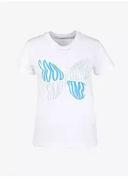 Белая женская футболка с круглым воротником Mavi