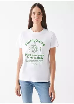 Белая женская футболка с круглым воротником Mavi