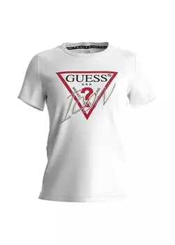 Белая женская футболка с круглым вырезом Guess
