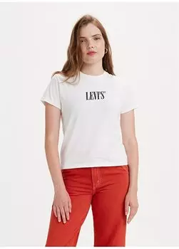 Белая женская футболка с круглым вырезом и принтом КЛАССИЧЕСКАЯ ФУТБОЛКА С ГРАФИКОЙ SERIF TWO HORSE Levis, белый