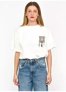 Белая женская футболка с круглым вырезом и принтом TSKD05208 Akep, белый