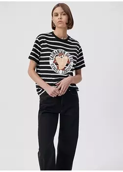 Белая женская футболка с круглым вырезом и принтом Mavi