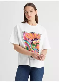 Белая женская футболка с круглым вырезом L241413100-Футболка свободного кроя Lee, белый