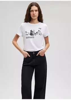 Белая женская футболка с круглым вырезом M1612208-620-CREW COLLAR GRAPHIC T Mavi, белый