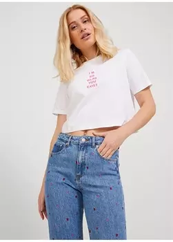 Белая женская футболка с круглым вырезом с узором JJXX