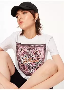 Белая женская футболка с круглым вырезом с принтом 75PAHF04 Just Cavalli, белый