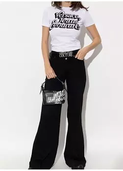 Белая женская футболка с круглым вырезом с принтом 75HAHG02 Versace Jeans Couture, белый