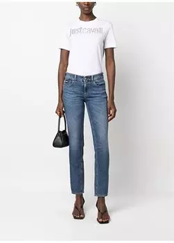 Белая женская футболка с круглым вырезом с принтом 75PAHE00 Just Cavalli, белый