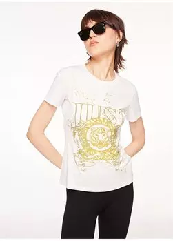 Белая женская футболка с круглым вырезом с принтом 75PAHF03 Just Cavalli, белый