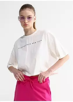 Белая женская футболка с круглым вырезом с принтом Aeropostale