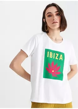 Белая женская футболка с круглым вырезом с принтом Aeropostale